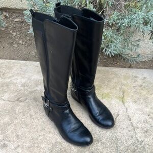 Unisa Women's Unteylor Black Faux Leather Moto Wide Calf Boot Size 8